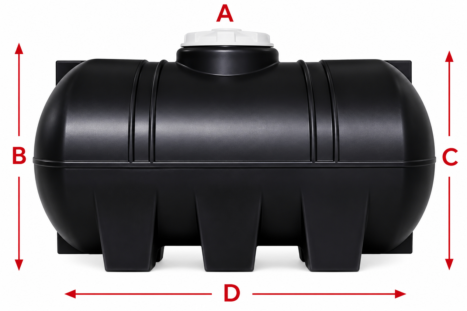 1200 Liter White Horizontal Tank - 3 Layers