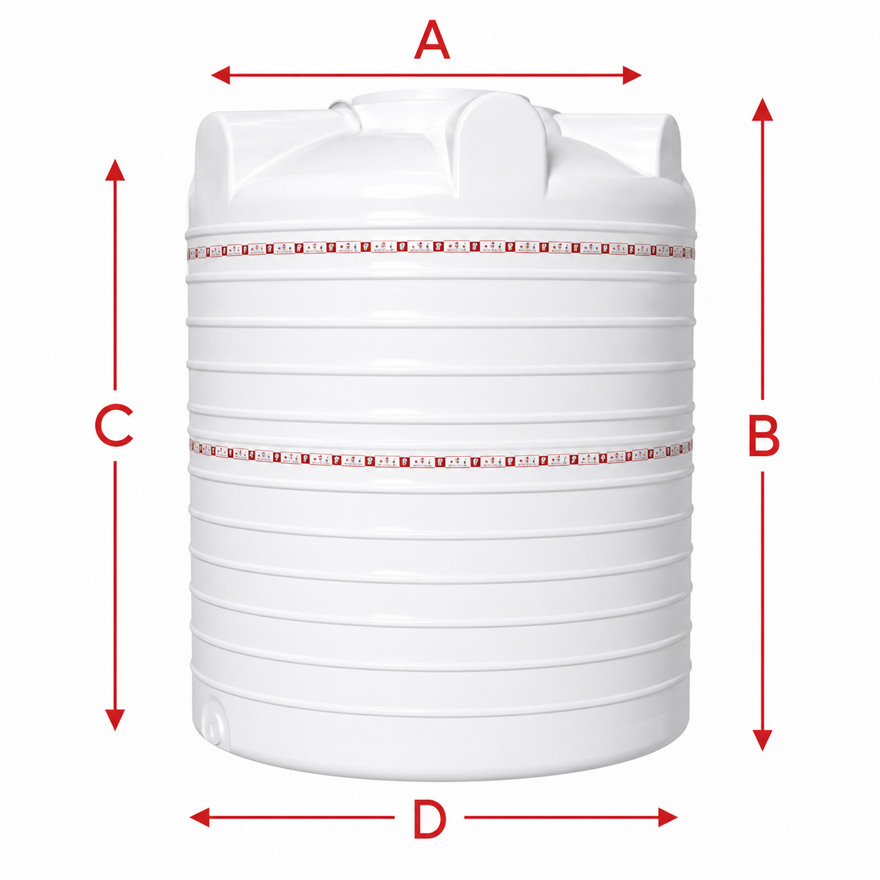 20000 Liter White Vertical Tank - 3 Layers