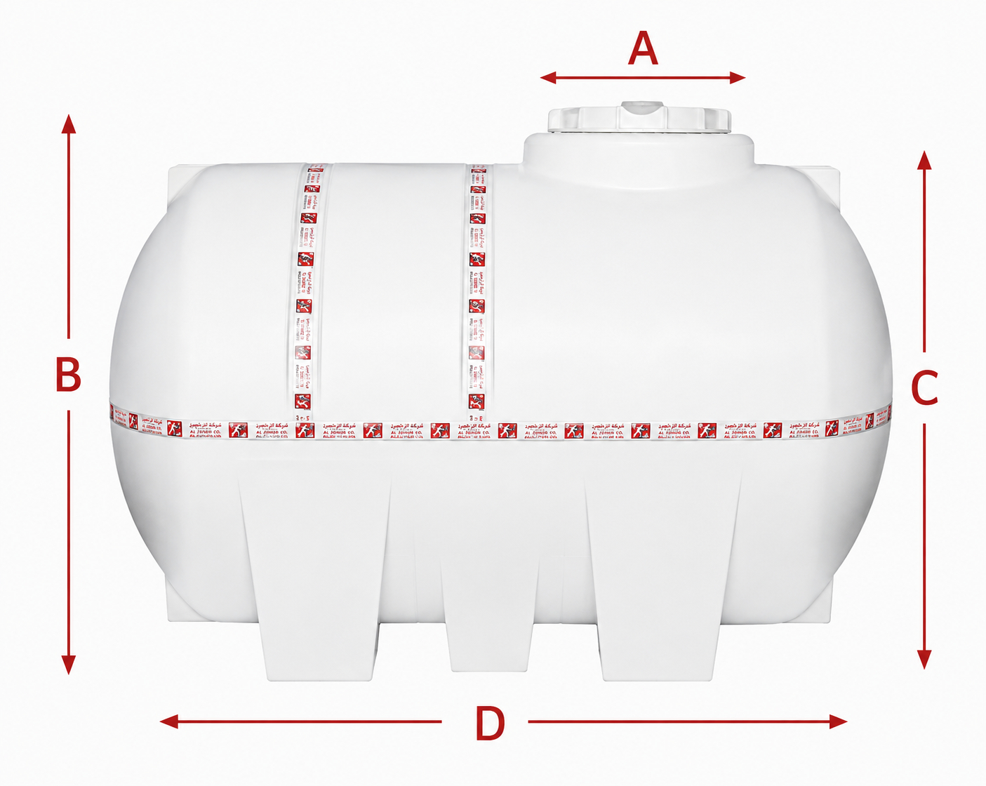 3000 Liter White Horizontal Tank - 3 Layers