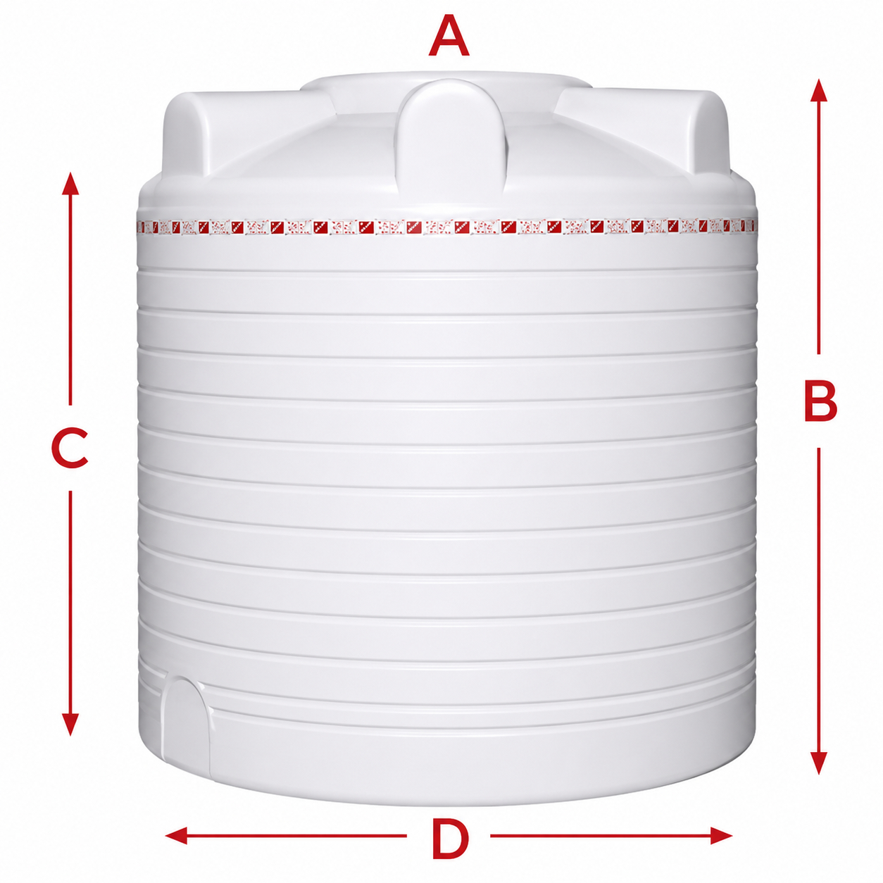 7500 Liter White Vertical Tank - 3 Layers