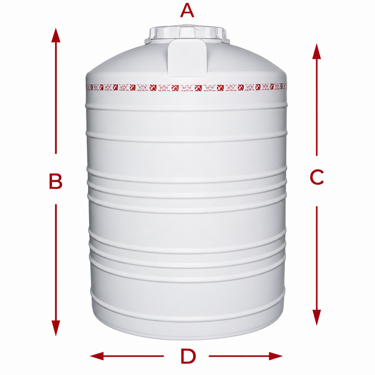 2000 Liter White Vertical Tank - 3 Layers