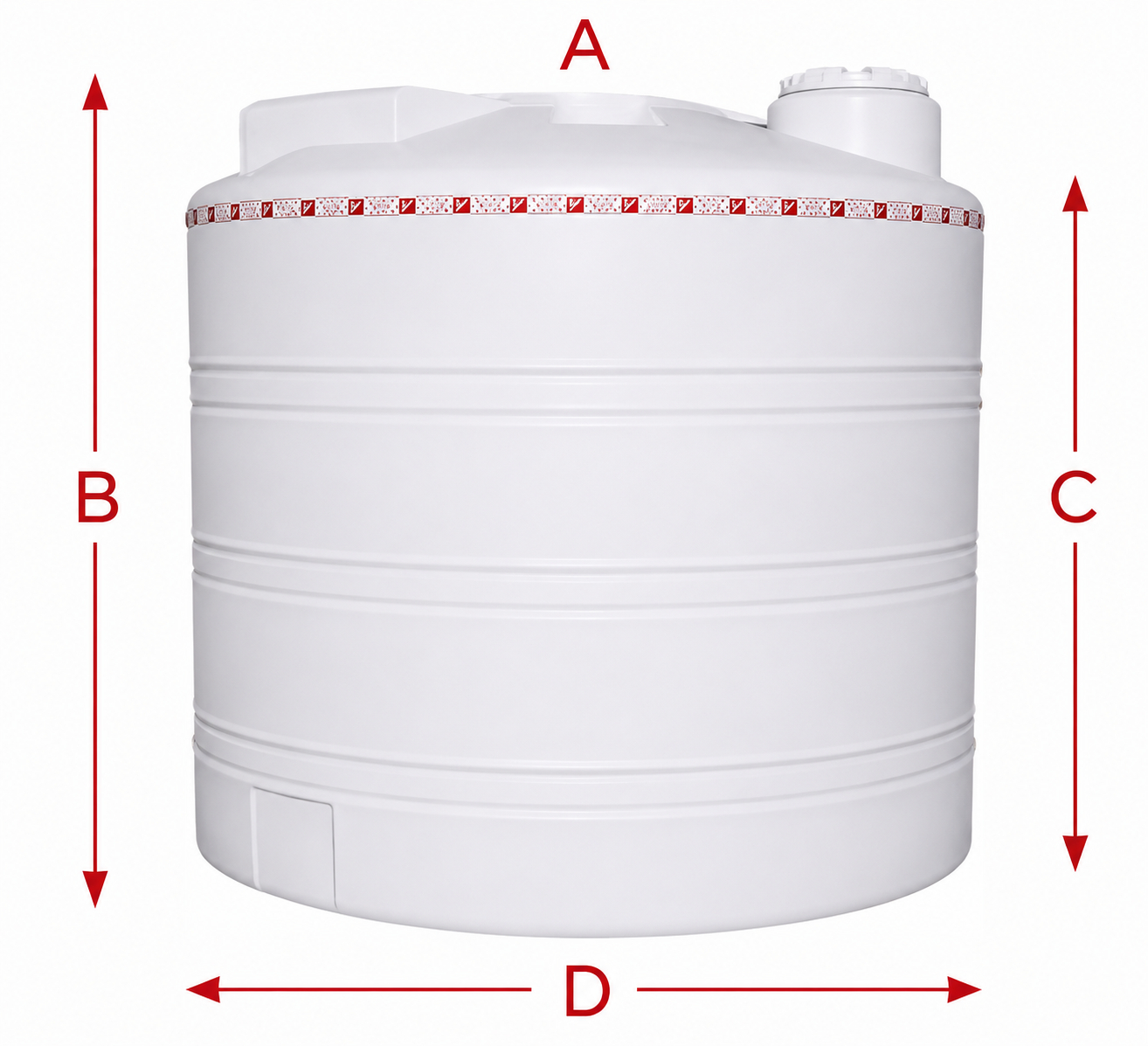 10000 Liter White Vertical Tank - 3 Layers