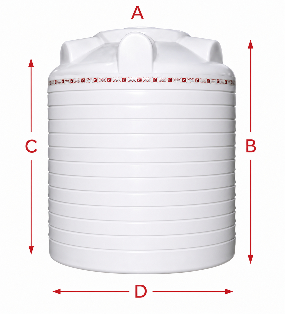 5000 Liter White Vertical Tank - 3 Layers