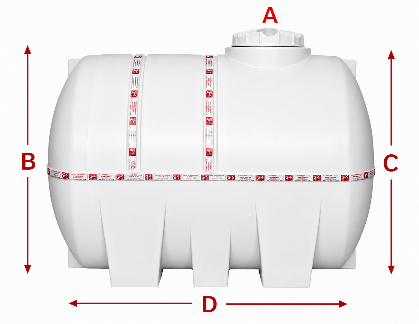 2000 Liter White Horizontal Tank - 3 Layers