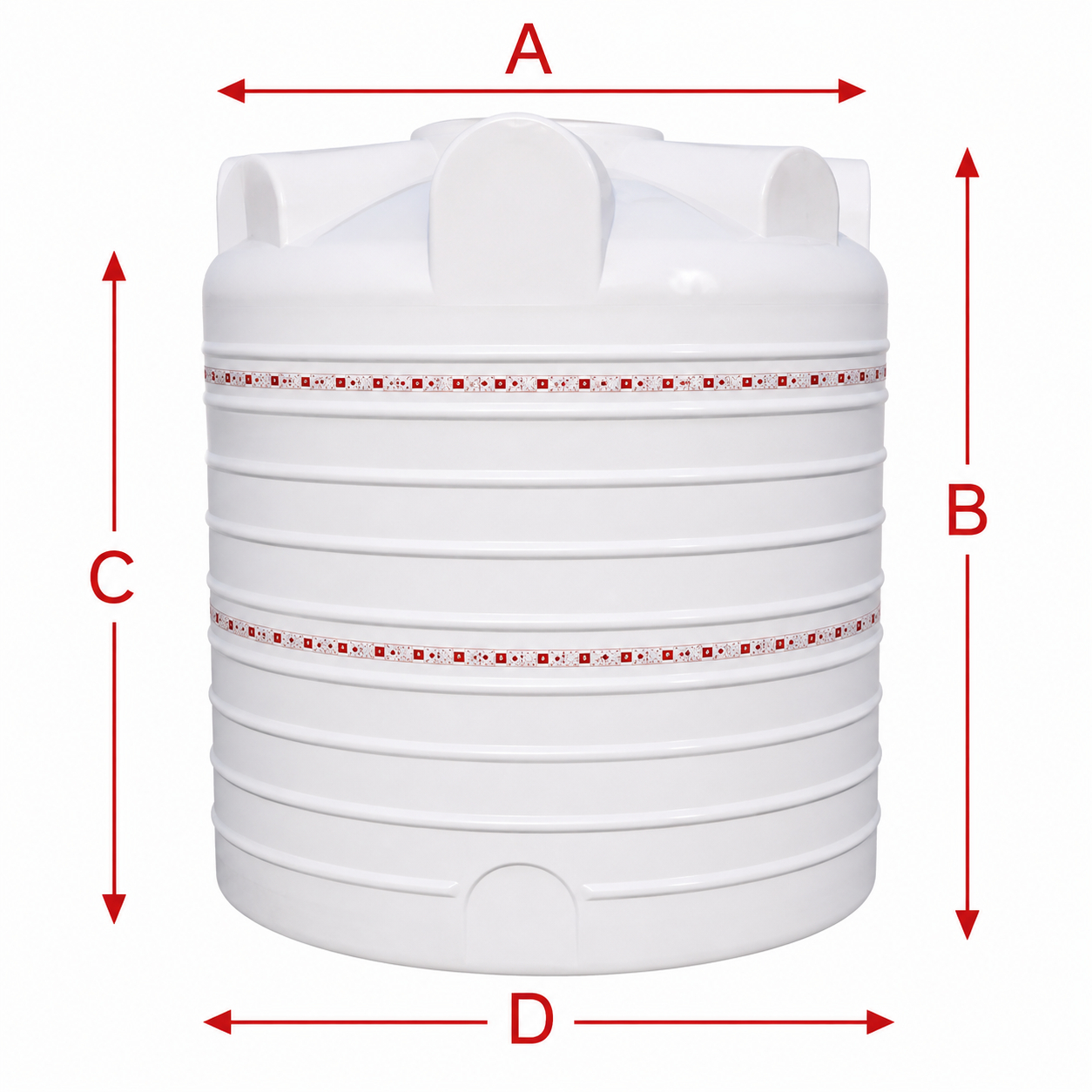 15000 Liter White Vertical Tank - 3 Layers