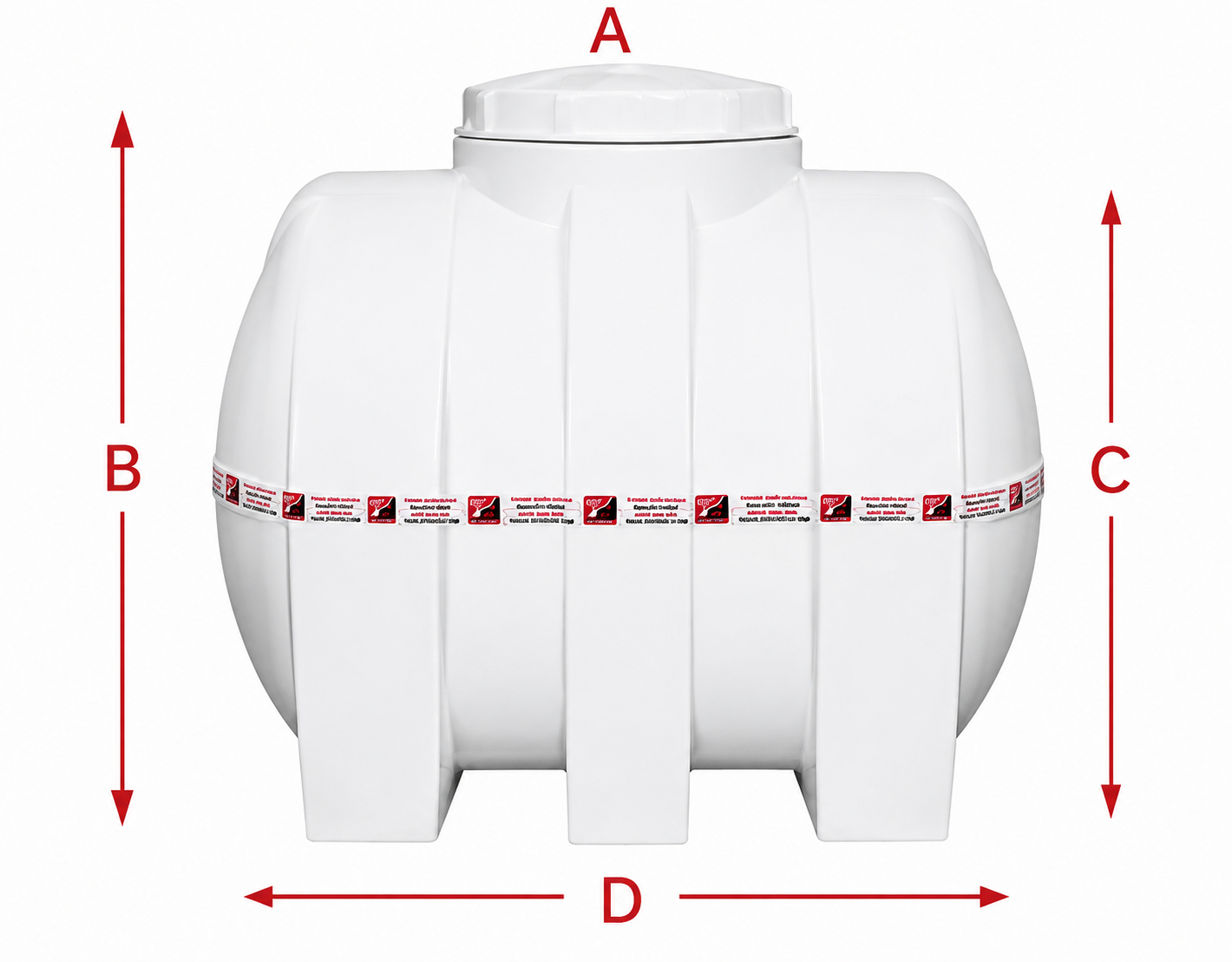 500 Liter White Horizontal Tank - 3 Layers