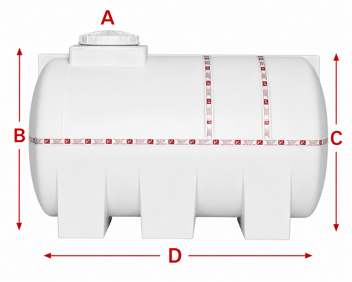 5000 Liter White Horizontal Tank - 3 Layers