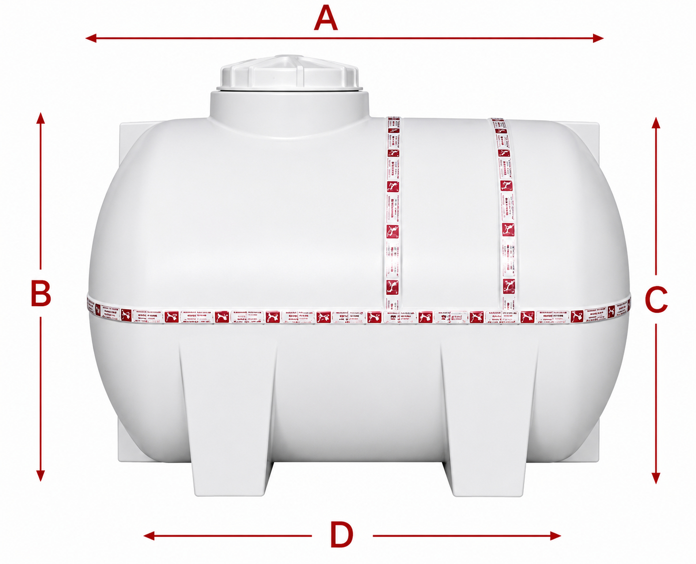 1000 Liter White Horizontal Tank - 3 Layers